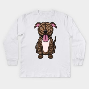 Cute Brindle Pitbull Kids Long Sleeve T-Shirt